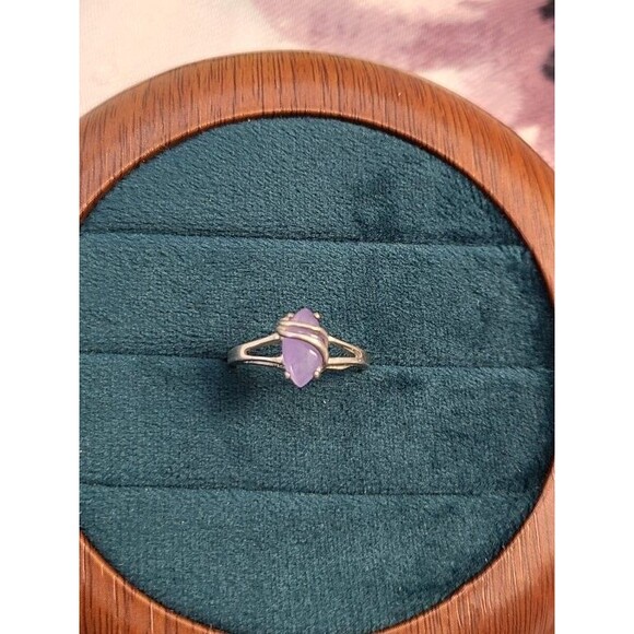 VTG Avon Sterling Silver Ring Lavender Jade 925 Size 5.75 Gemstone Jewelry - Picture 2 of 8